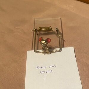 Vintage Brass & Acrylic Mouse Trap Notepad Holder